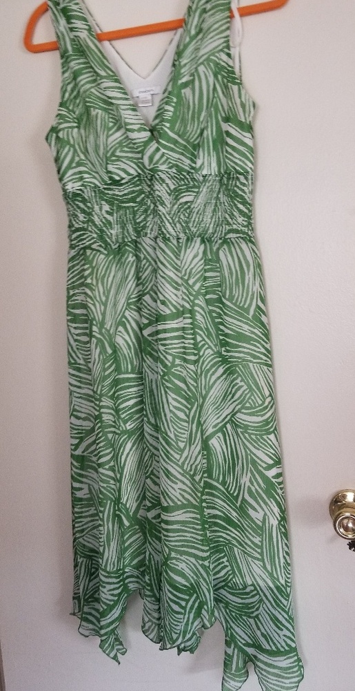 Green and white summer dress
